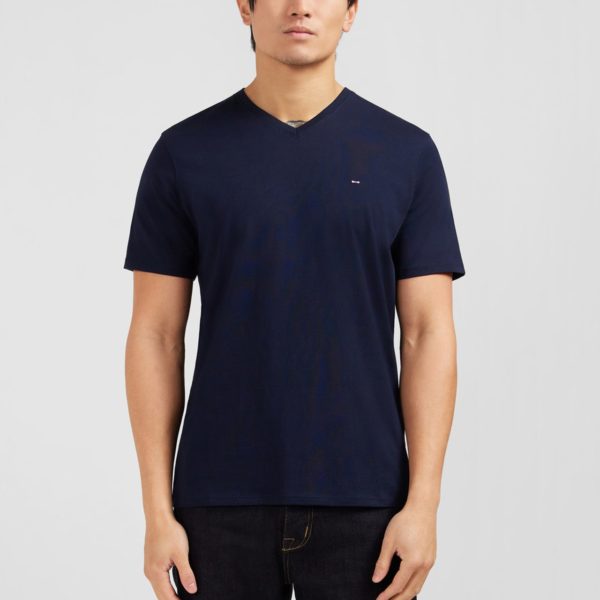 T-shirt Bleu Marine Col V À Manches Courtes Eden Park