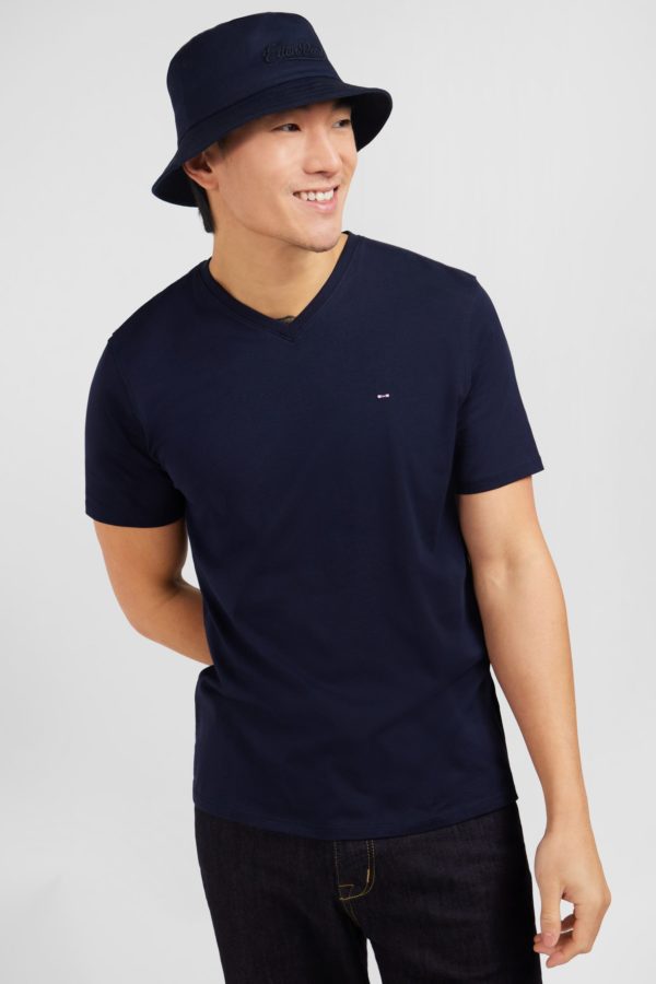 T-shirt Bleu Marine Col V À Manches Courtes Eden Park – Image 2