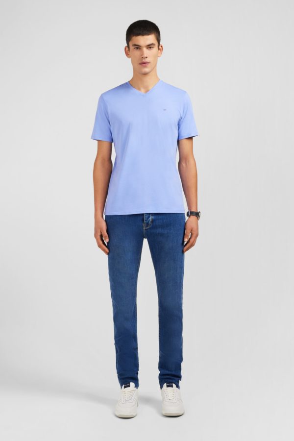 T-shirt Bleu Col V À Manches Courtes Eden Park – Image 6