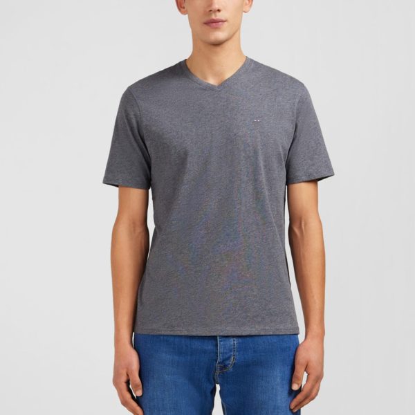 T-shirt Gris Col V À Manches Courtes Eden Park
