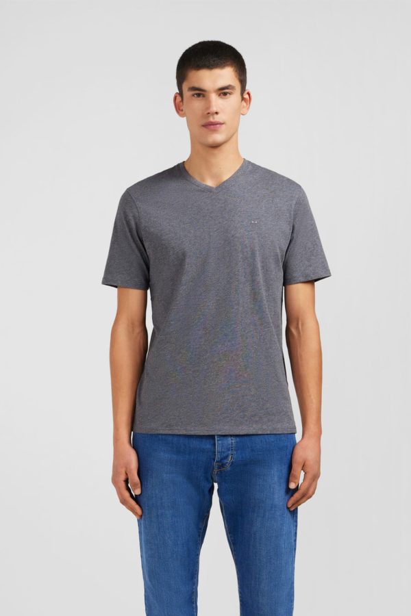 T-shirt Gris Col V À Manches Courtes Eden Park