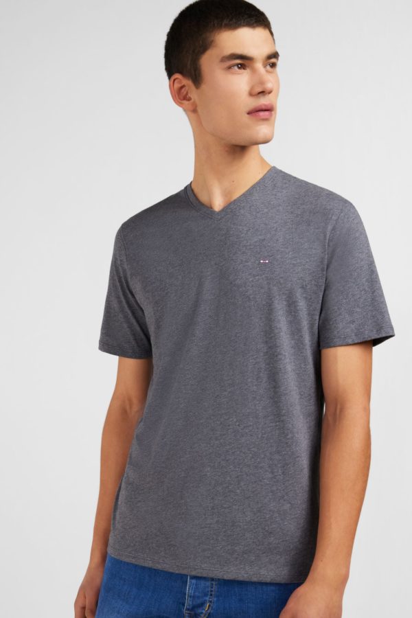T-shirt Gris Col V À Manches Courtes Eden Park – Image 2