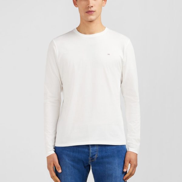 T-shirt Blanc Col Rond À Manches Longues Eden Park