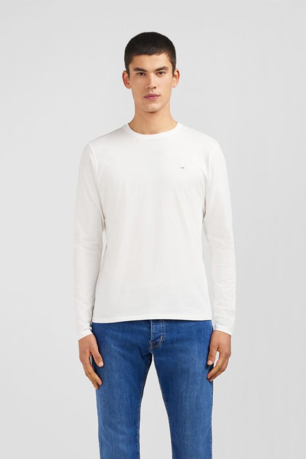 T-shirt Blanc Col Rond À Manches Longues Eden Park