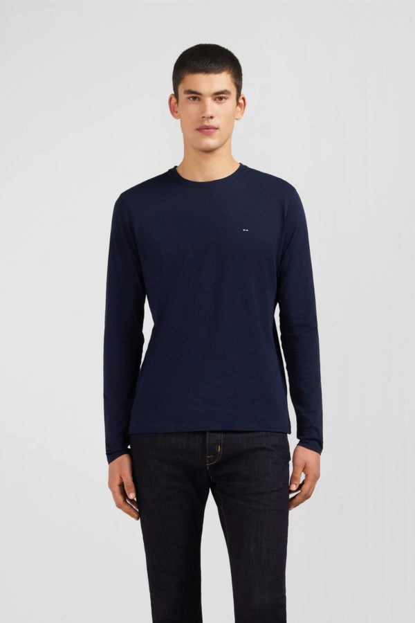 T-shirt Bleu Marine Col Rond À Manches Longues Eden Park