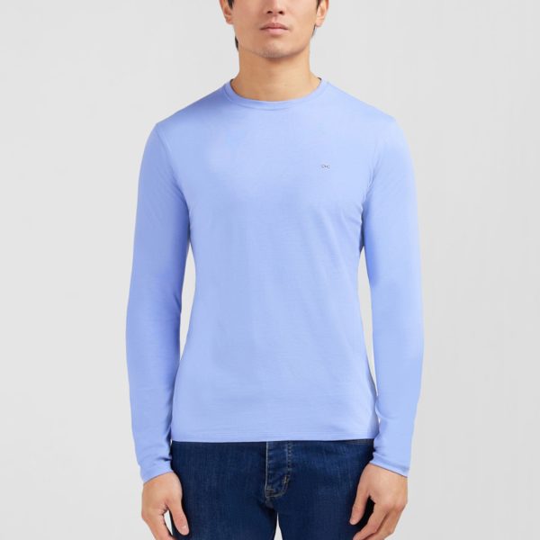 T-shirt Bleu Col Rond À Manches Longues Eden Park