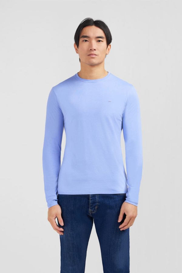 T-shirt Bleu Col Rond À Manches Longues Eden Park