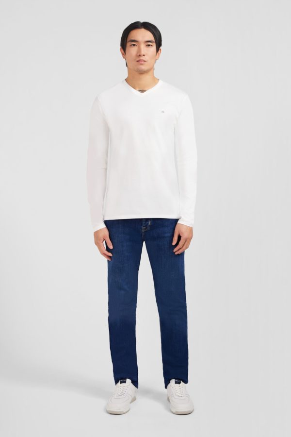 T-shirt Blanc Col V À Manches Longues Eden Park – Image 4