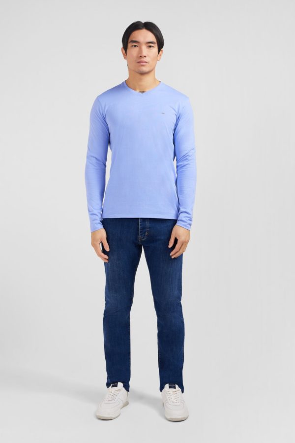 T-shirt Bleu Col V À Manches Longues Eden Park – Image 6