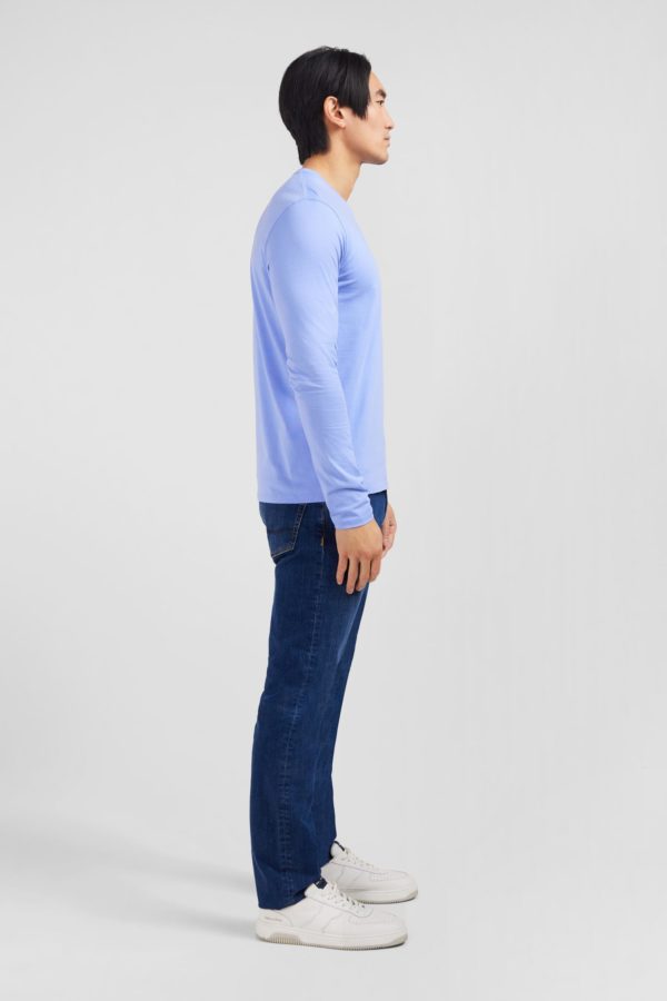 T-shirt Bleu Col V À Manches Longues Eden Park – Image 4