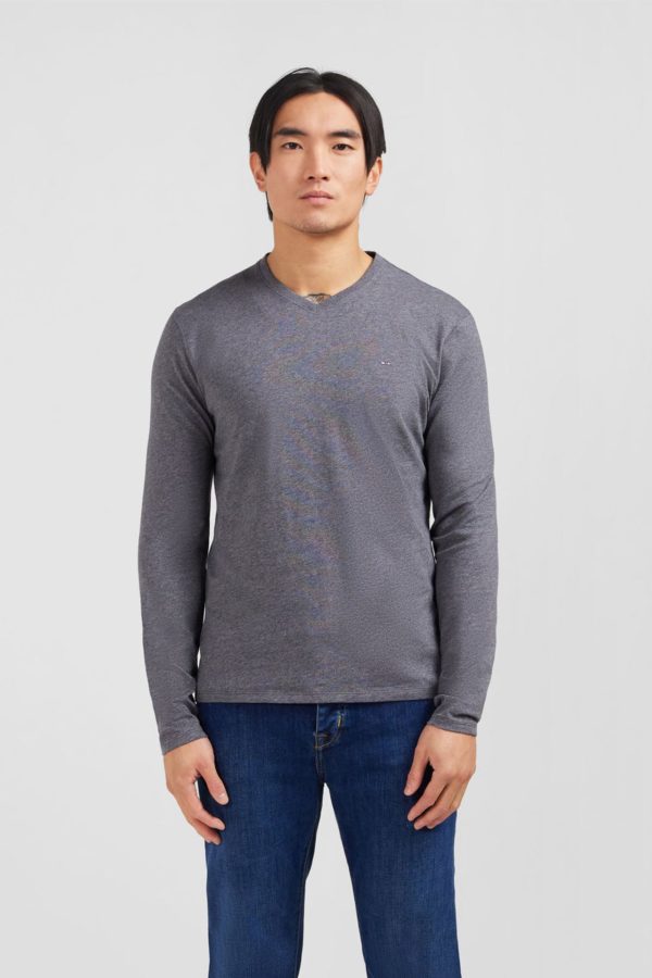T-shirt Gris Col Rond À Manches Longues Eden Park