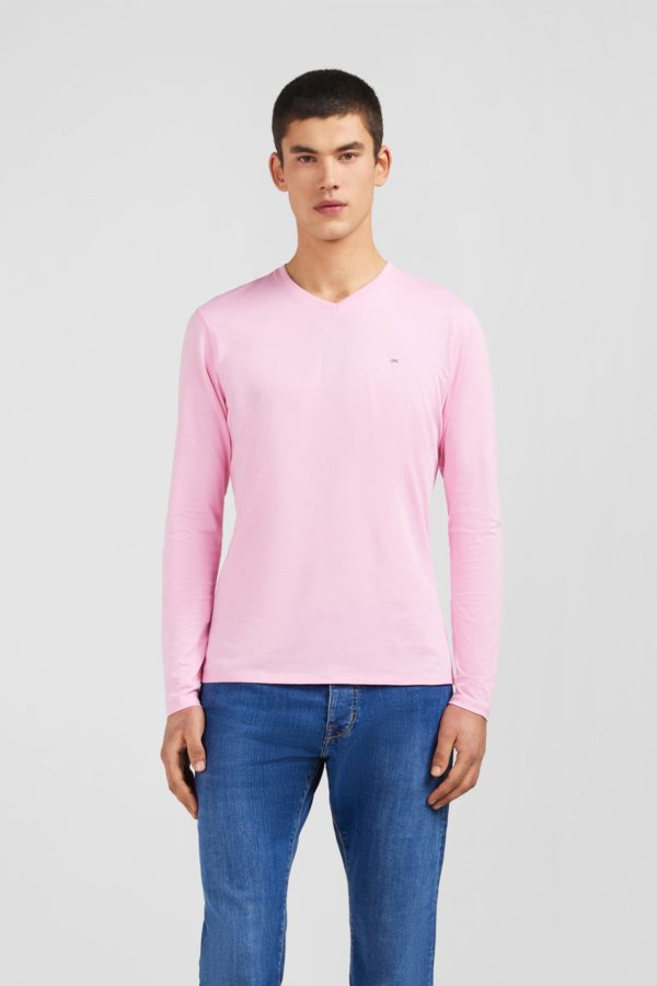 T-shirt Rose Col V À Manches Longues Eden Park