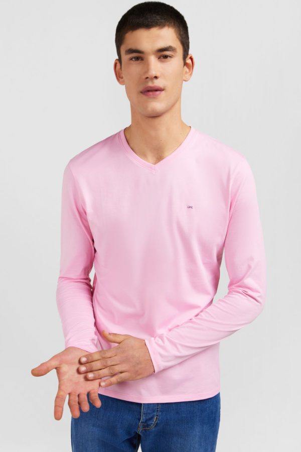 T-shirt Rose Col V À Manches Longues Eden Park – Image 2