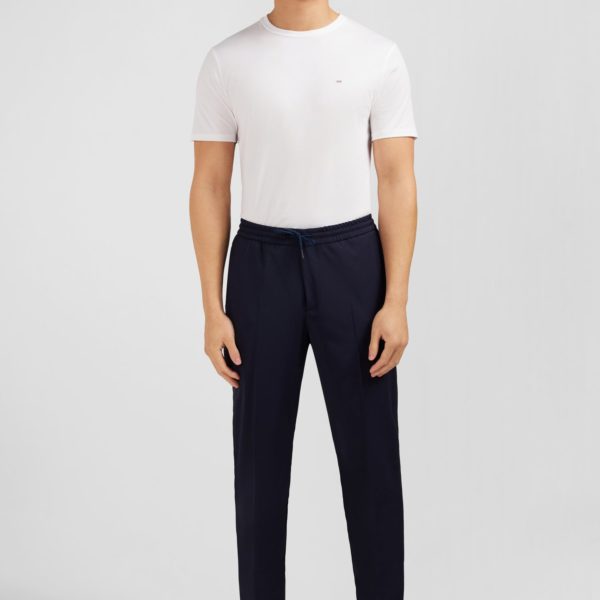 Pantalon Taille Élastiquée Bleu Marine Eden Park