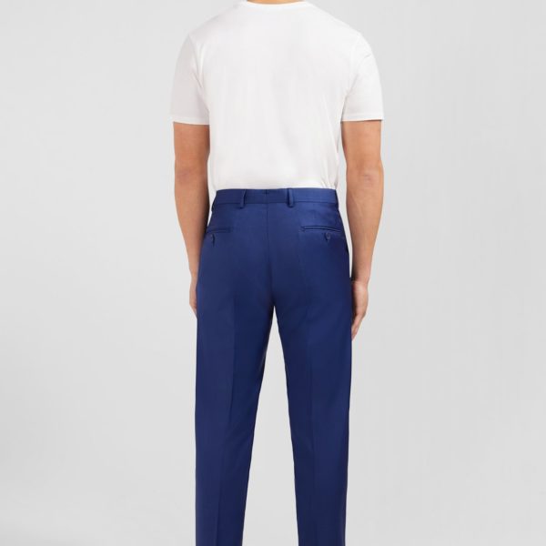Pantalon Regular Bleu En Laine À Plis Cassés Eden Park