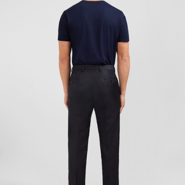 Pantalon Regular Gris Foncé En Laine À Plis Cassés Eden Park