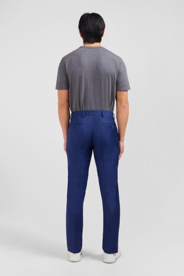 Pantalon Slim Bleu En Laine À Plis Cassés Eden Park – Image 2