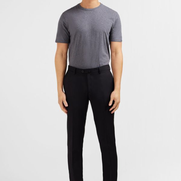 Pantalon Slim Noir En Laine À Plis Cassés Eden Park