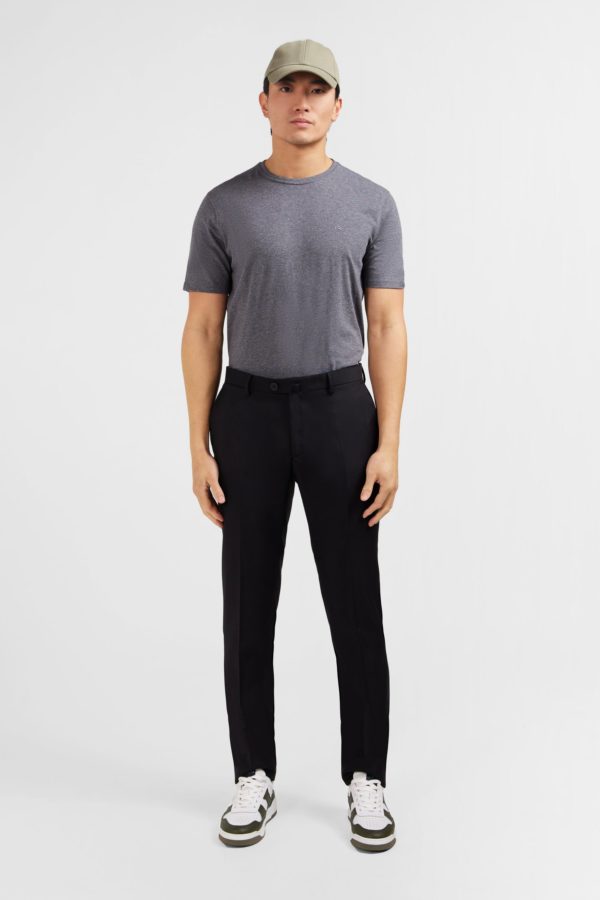 Pantalon Slim Noir En Laine À Plis Cassés Eden Park
