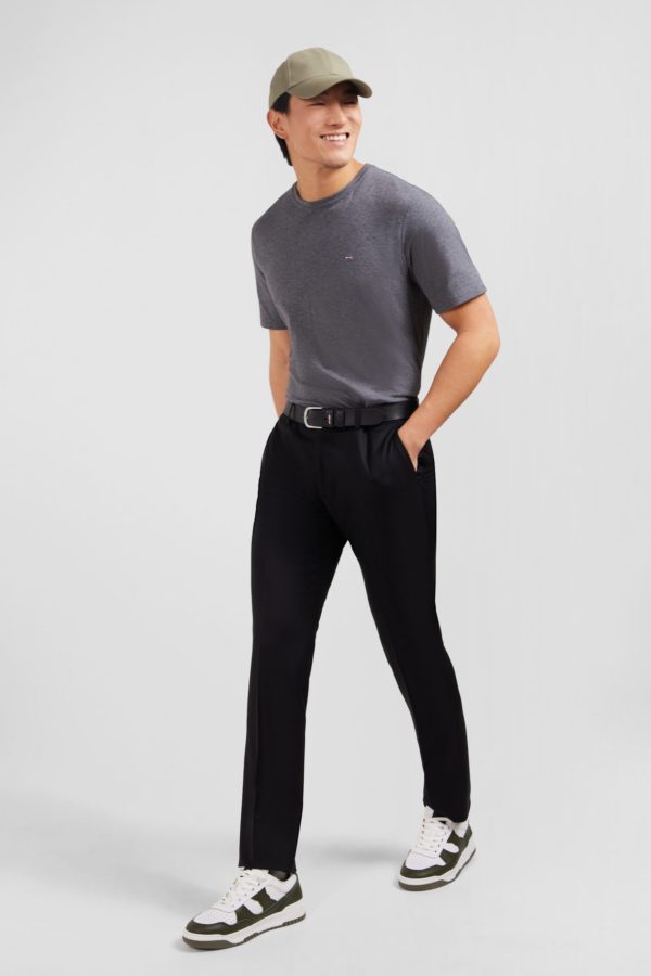 Pantalon Slim Noir En Laine À Plis Cassés Eden Park – Image 3