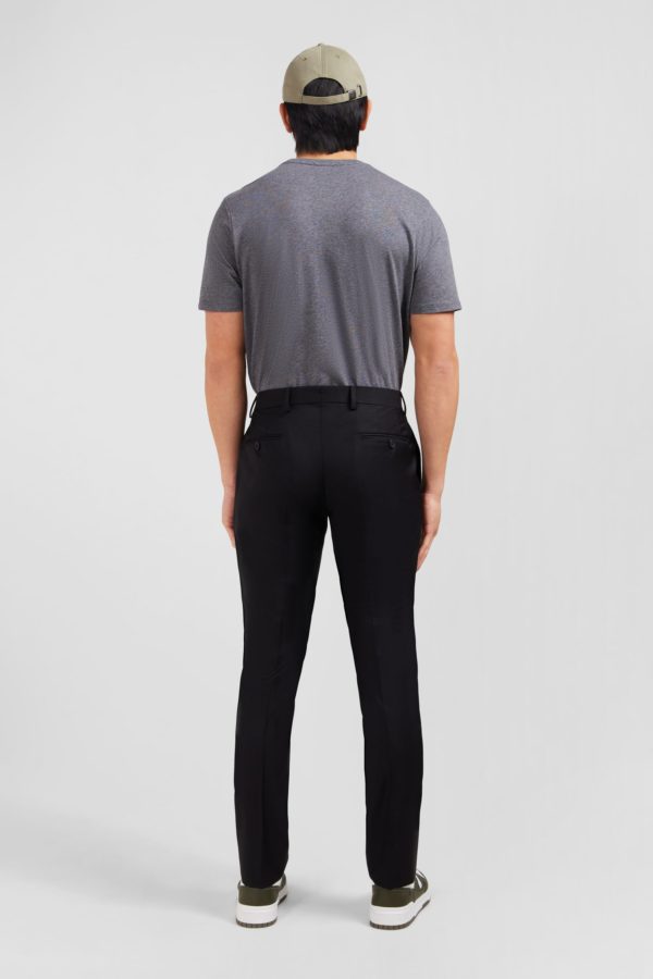 Pantalon Slim Noir En Laine À Plis Cassés Eden Park – Image 2
