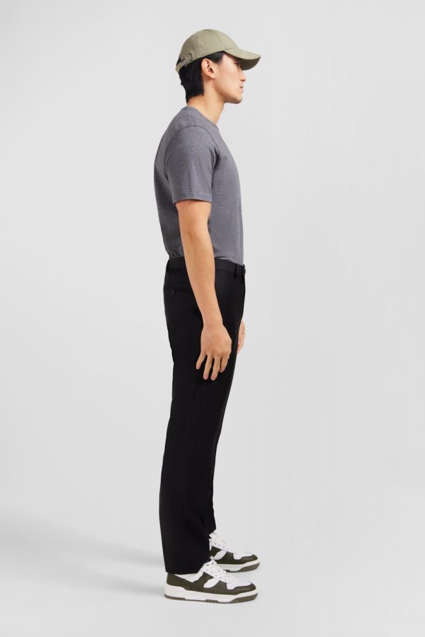 Pantalon Slim Noir En Laine À Plis Cassés Eden Park – Image 4