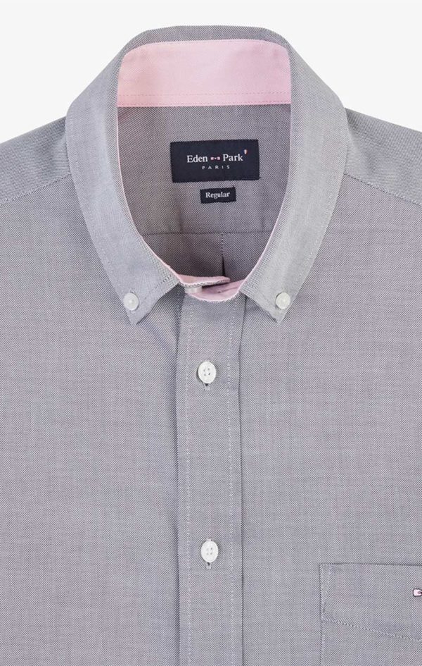 Chemise Gris Clair Unie En Coton Eden Park – Image 7