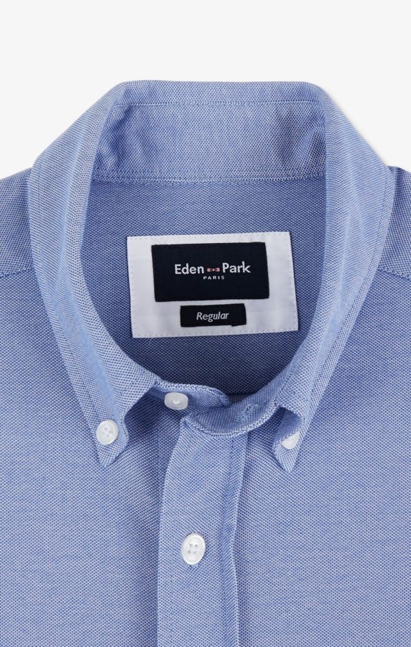 Chemise En Coton Pinpoint Bleu Eden Park – Image 9