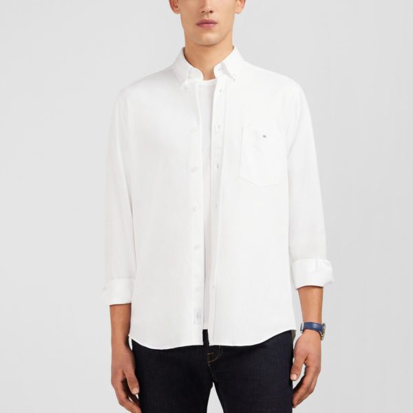 Chemise En Coton Pinpoint Blanc Eden Park