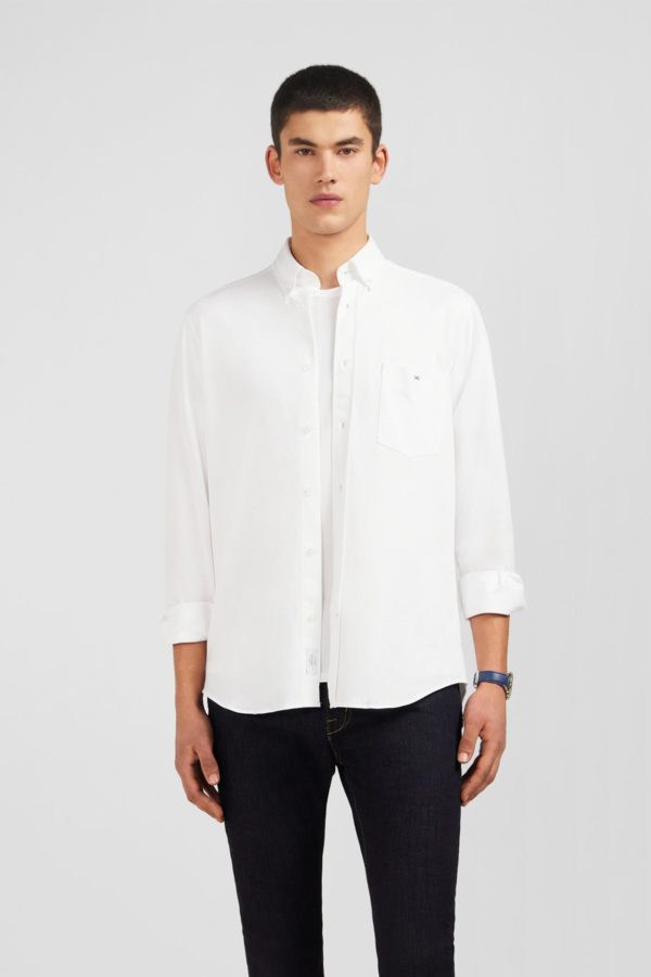 Chemise En Coton Pinpoint Blanc Eden Park