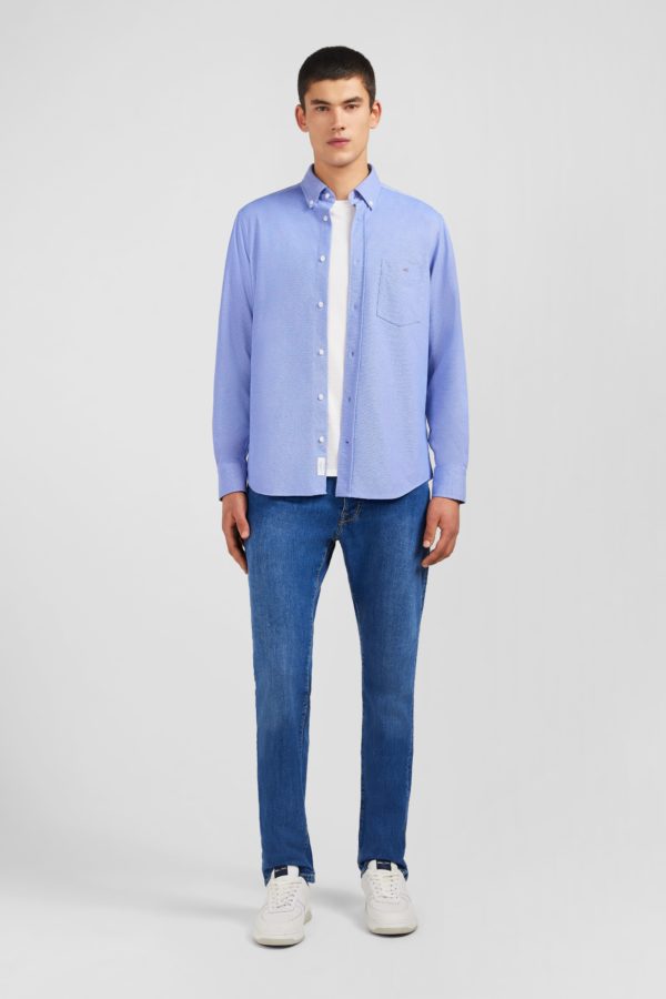 Chemise En Coton Pinpoint Bleu Eden Park – Image 6