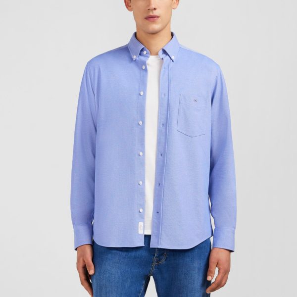 Chemise En Coton Pinpoint Bleu Eden Park