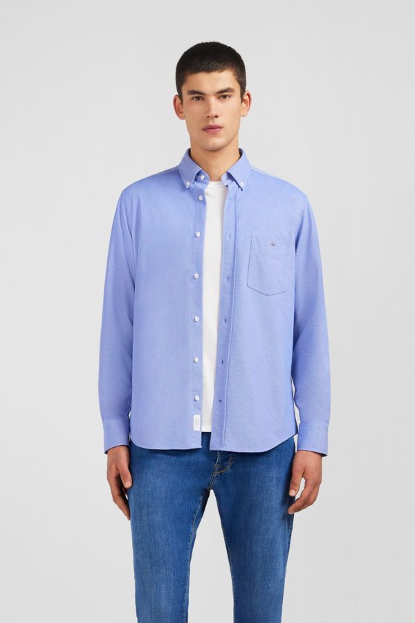Chemise En Coton Pinpoint Bleu Eden Park