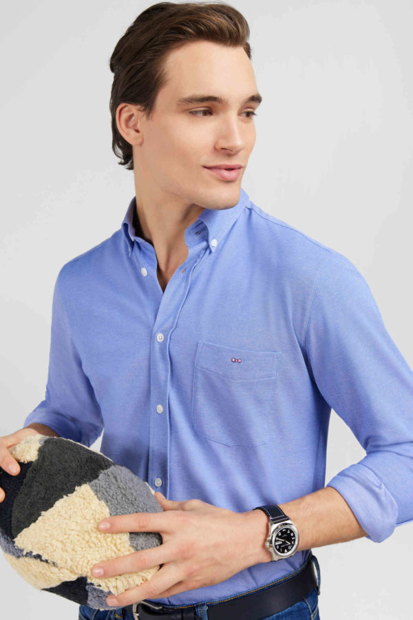 Chemise Slim En Coton Pinpoint Bleu Eden Park – Image 2