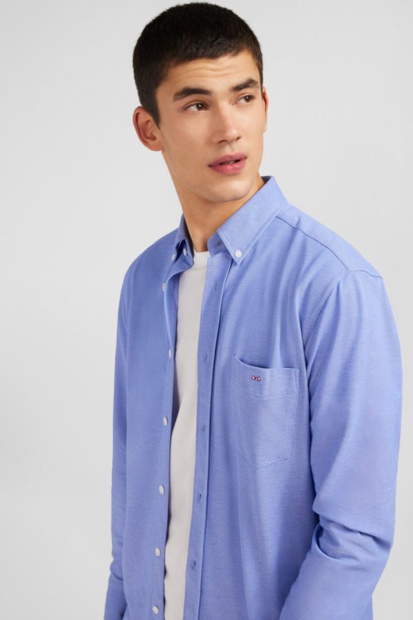 Chemise En Coton Pinpoint Bleu Eden Park – Image 2