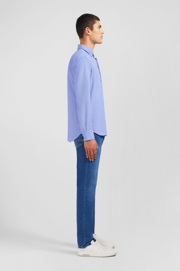 Chemise En Coton Pinpoint Bleu Eden Park – Image 4
