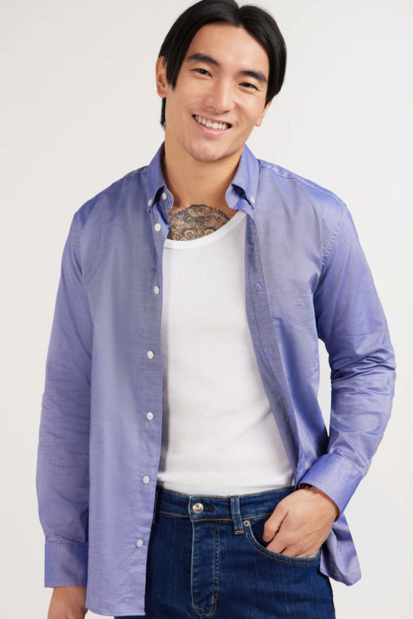 Chemise Bleu Marine Unie En Coton Eden Park – Image 2