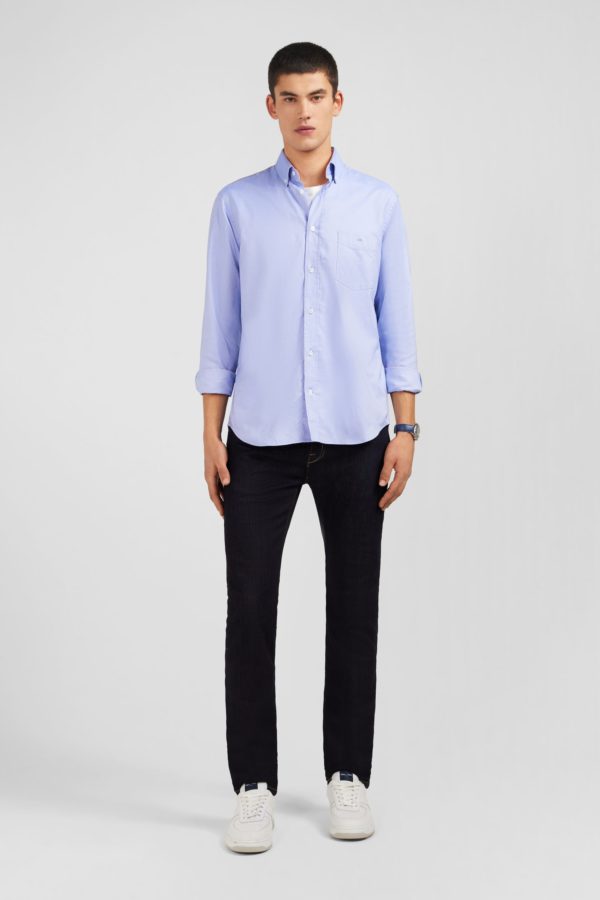Chemise Bleue Unie En Coton Eden Park – Image 6