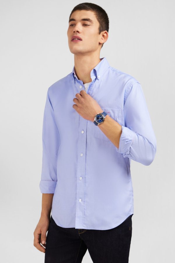 Chemise Bleue Unie En Coton Eden Park – Image 2