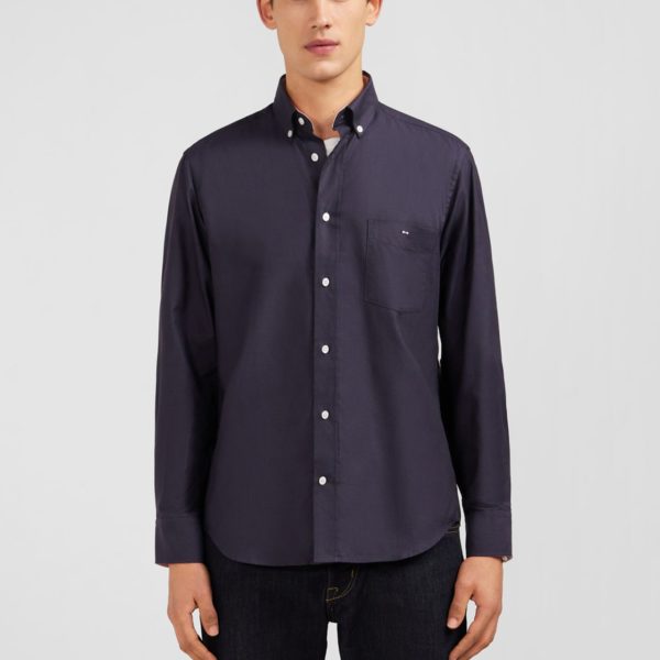 Chemise Gris Foncé Unie En Coton Eden Park