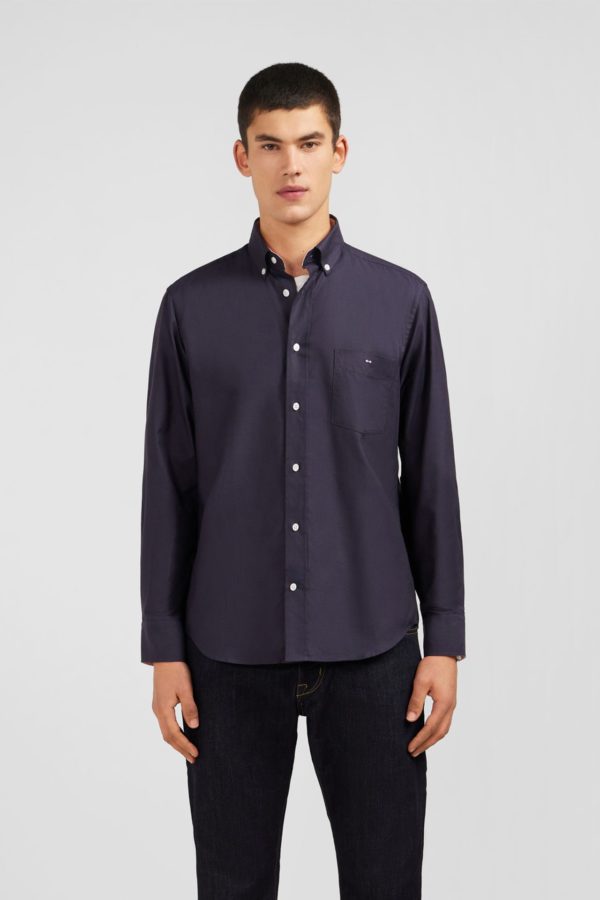 Chemise Gris Foncé Unie En Coton Eden Park