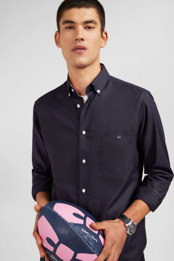 Chemise Gris Foncé Unie En Coton Eden Park – Image 2