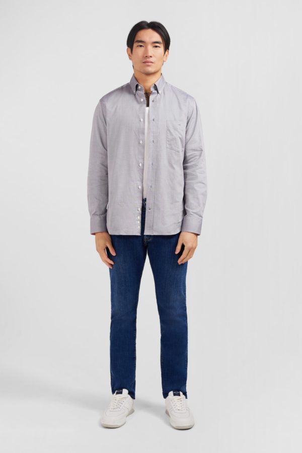 Chemise Gris Clair Unie En Coton Eden Park – Image 6