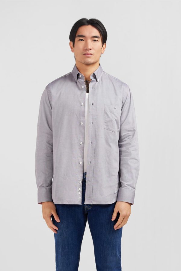 Chemise Gris Clair Unie En Coton Eden Park