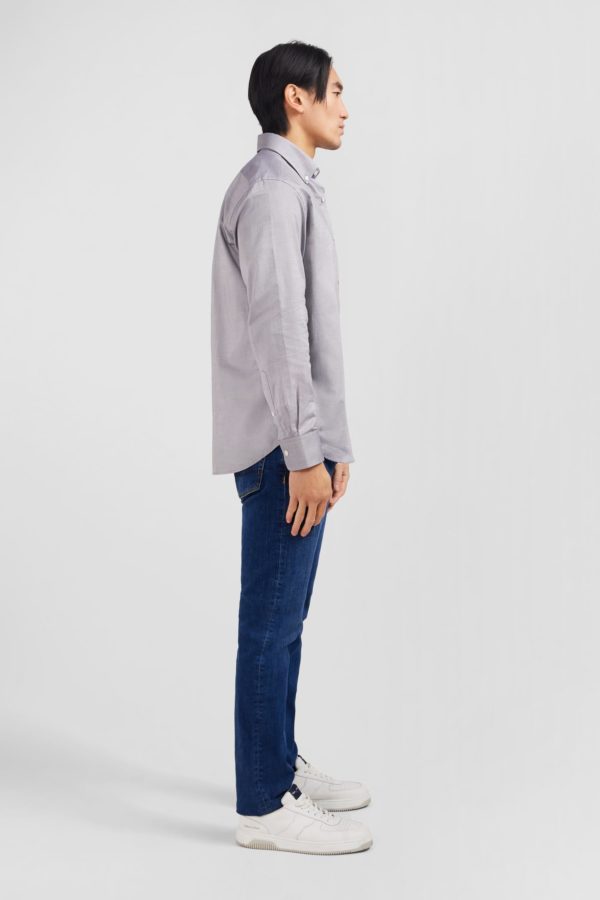 Chemise Gris Clair Unie En Coton Eden Park – Image 4