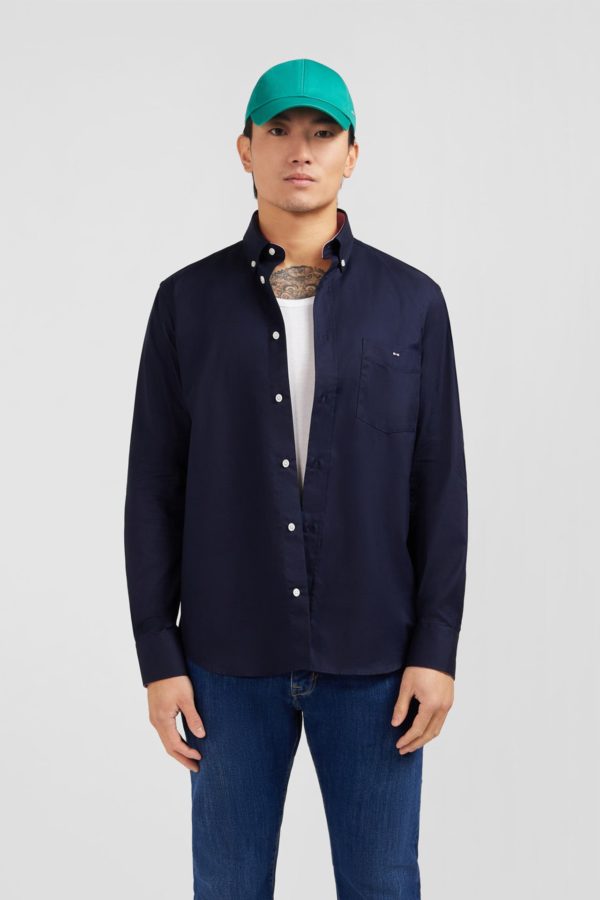 Chemise Bleu Foncé En Twill De Coton Eden Park