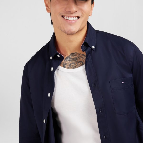 Chemise Bleu Foncé En Twill De Coton Eden Park