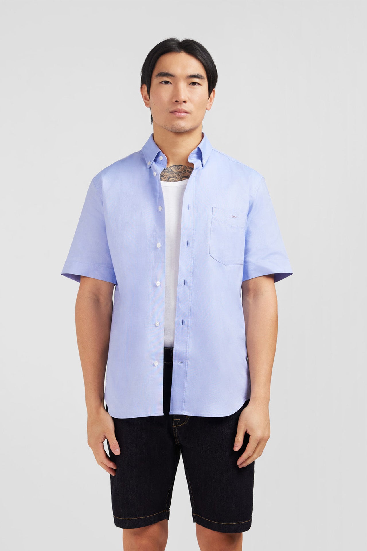 Chemisette Bleu Unie En Coton Eden Park