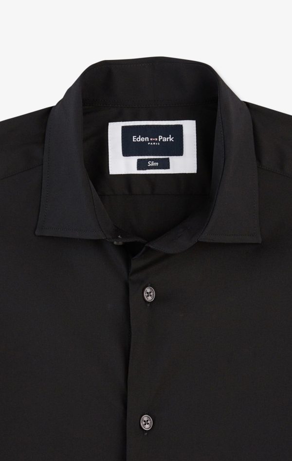 Chemise Noir Slim En Popeline Stretch Eden Park – Image 8