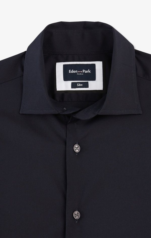 Chemise Bleu Marine Slim En Popeline Stretch Eden Park – Image 8